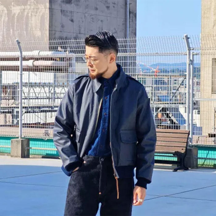 graphzero(グラフゼロ) 11oz コーティングデニム A-2 フライトジャケット 裏地付き [GZ-A2-0712] 岡山 倉敷 児島 ジーンズ デニム ブランド