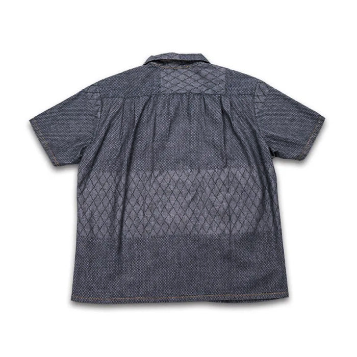 graphzero Aloha Shirt Short Sleeve Sashiko Kendo Uniform Pattern Indigo White [GZ-AROHA-0705KDWHT] Okayama Kurashiki Kojima Jeans Denim Brand