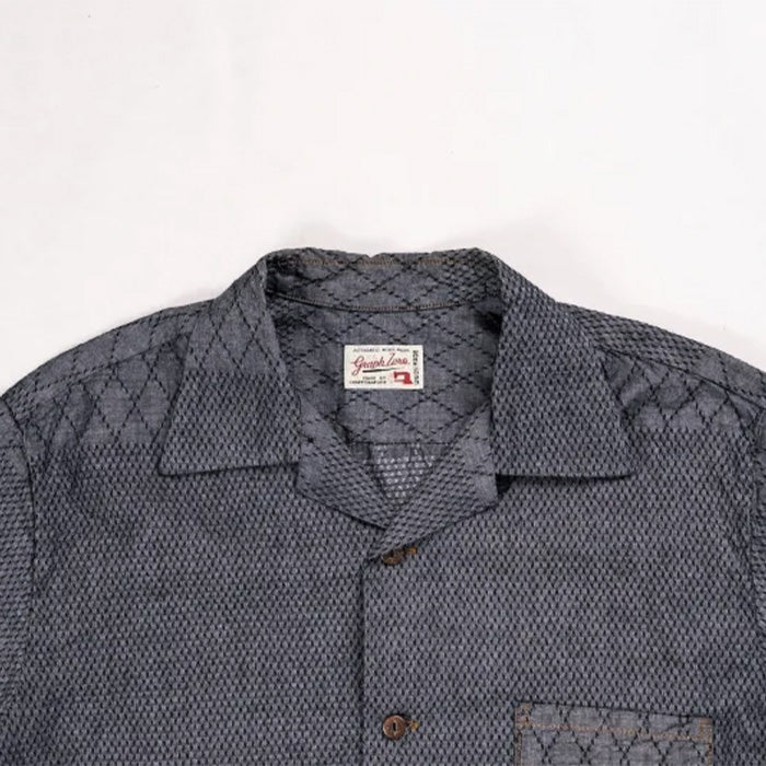 graphzero Aloha Shirt Short Sleeve Sashiko Kendo Uniform Pattern Indigo White [GZ-AROHA-0705KDWHT] Okayama Kurashiki Kojima Jeans Denim Brand