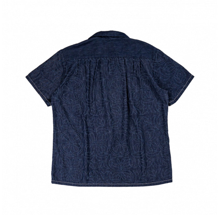 graphzero Aloha Shirt Short Sleeve Floral Pattern Waracut Embroidery 8oz Denim Indigo One Wash [GZ-AROHA-LF] Okayama Kurashiki Kojima Jeans Denim Brand