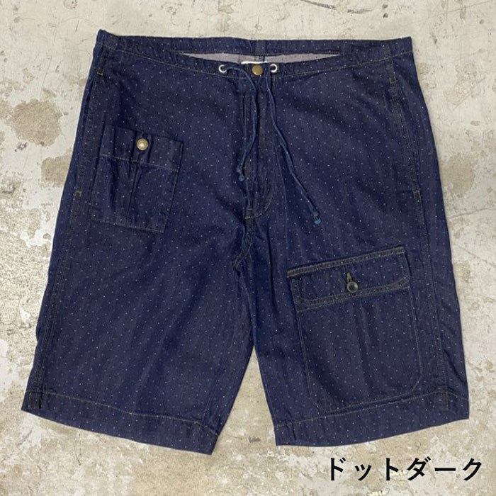 graphzero Battle Dress Denim Shorts Men's Dot Stripe One Wash [GZ-BDSP-0506]