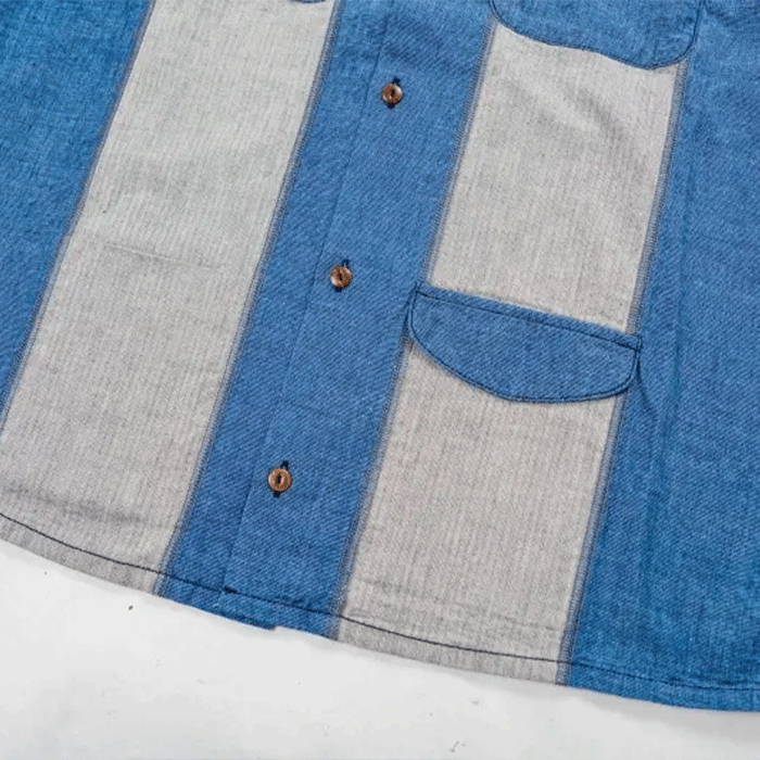 graphzero Bowling Shirt Indigo Short Sleeve Men's Women's Unisex [GZ-BWSS-0606-ID] Okayama Kurashiki Kojima Jeans Denim Brand