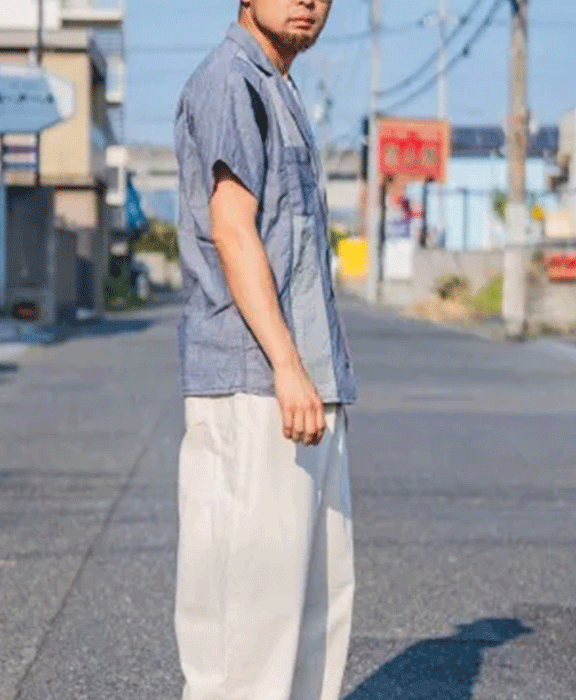 graphzero Bowling Shirt Navy Short Sleeve Men's Women's Unisex [GZ-BWSS-0606-NV] Okayama Kurashiki Kojima Jeans Denim Brand