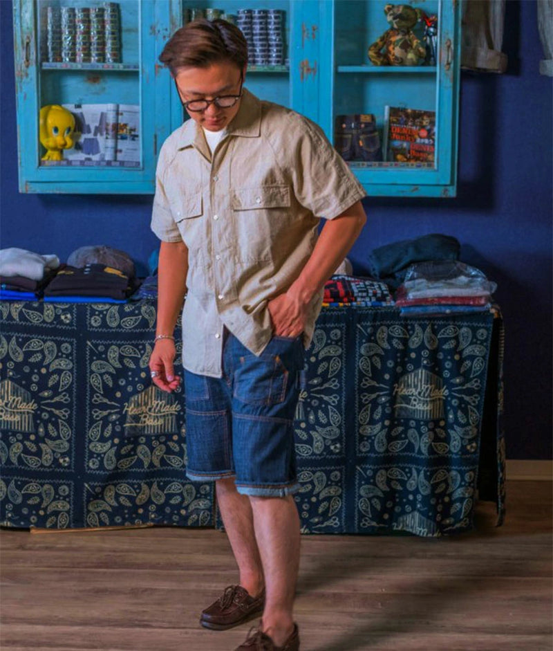 graphzero(グラフゼロ)  ダブルニーショーツ 10ozセルビッチデニム ショートパンツ デニム メンズ [GZ-DKSP-0406]