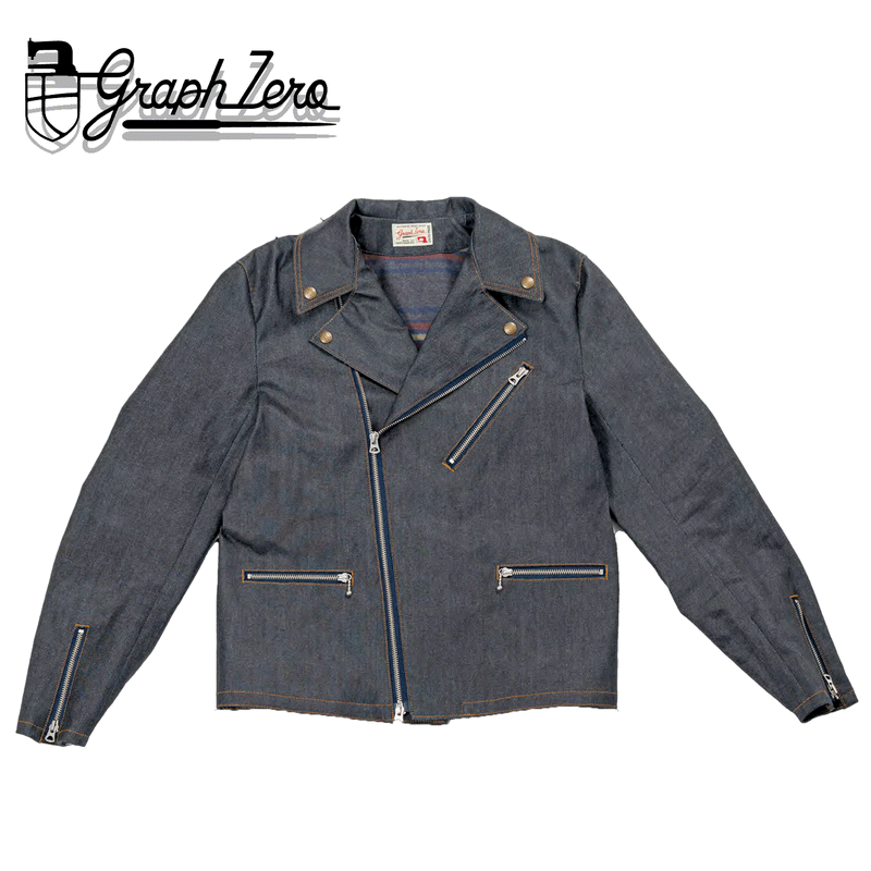 graphzero Double Riders Jacket 12oz Coated Denim [GZ-DWR-0608 graphzero Double Riders Jacket 12oz Coated Denim [GZ-DWR-0608