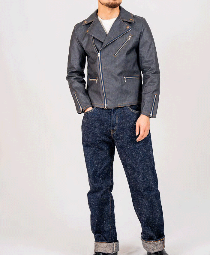 graphzero(グラフゼロ) ダブルライダースジャケット 12オンス コーティングデニム [GZ-DWR-0608] 岡山 倉敷 児島 ジーンズ デニム ブランド