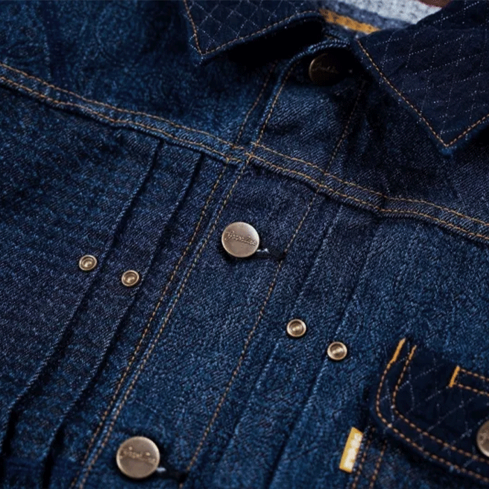 graphzero 10oz embossed denim patchwork jacket for men and women [GZ-ENGJ-0609] Okayama Kurashiki Kojima Jeans Denim Brand