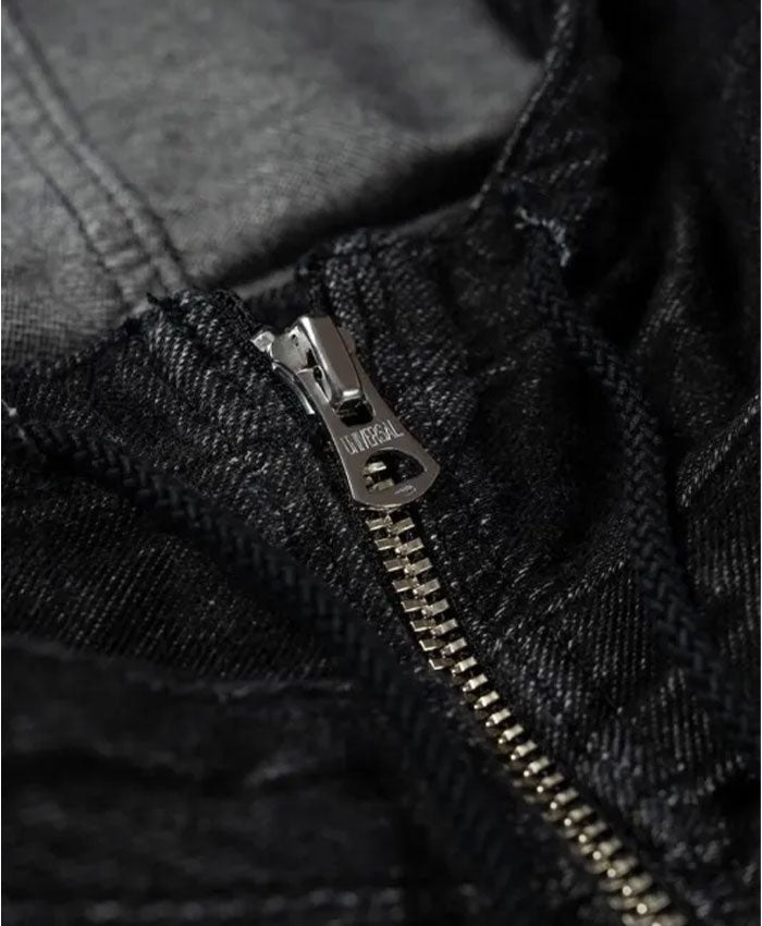 graphzero Salvage Hoodie - Light Ounce Stretch Denim - Black [GZ-FMSP-0802-BK] Okayama Kurashiki Kojima Jeans Denim Brand (Copy)