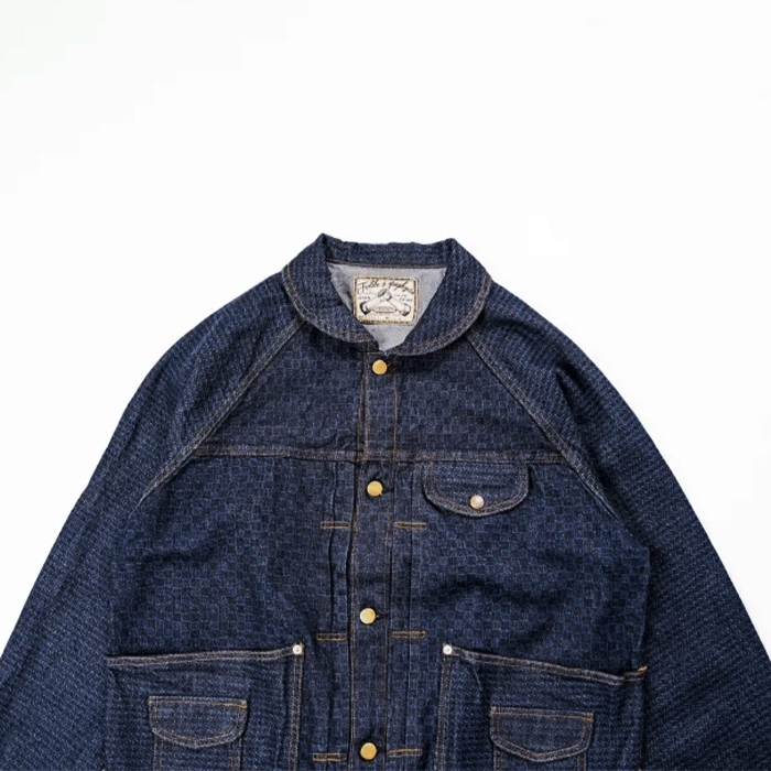 graphzero (グラフゼロ) デニムジャケット ラグラン 10オンス エンボスデニム 市松 メンズ レディース 男女兼用 [GZ-GJRG-0609-CH] 岡山 倉敷 児島 ジーンズ デニム ブランド