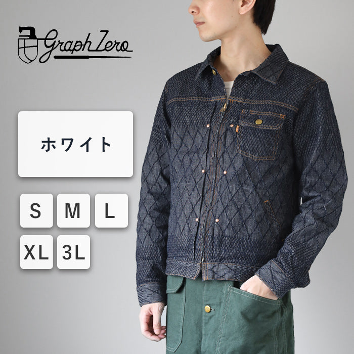graphzero(グラフゼロ) ライダースジャケット 剣道デニム 11oz ホワイト メンズ [GZ-GJRKN-0410-WH-MENS] 岡山 倉敷 児島 ジーンズ ブランド