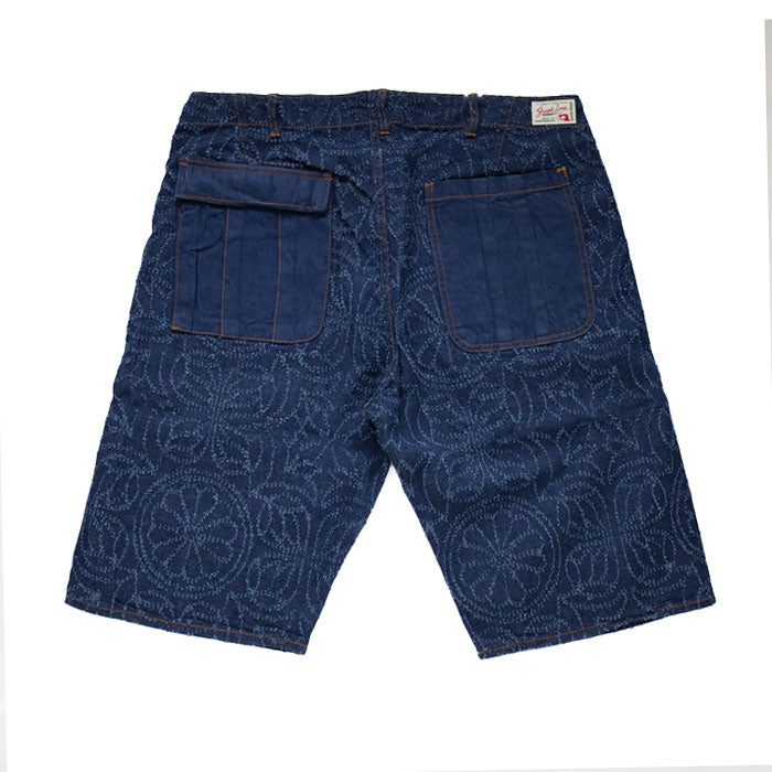 graphzero Gaze Baker Shorts - Floral 10oz Denim, Waracut Embroidery, Indigo One Wash [GZ-GT-0706FW] Okayama Kurashiki Kojima Jeans Denim