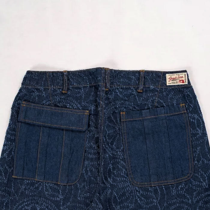 graphzero Gaze Baker Shorts - Floral 10oz Denim, Waracut Embroidery, Indigo One Wash [GZ-GT-0706FW] Okayama Kurashiki Kojima Jeans Denim