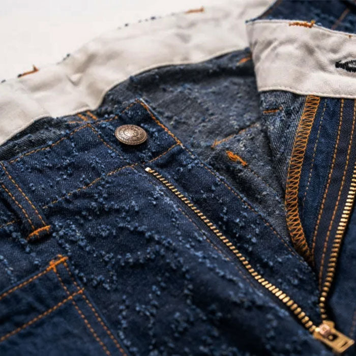 graphzero Gaze Baker Shorts - Floral 10oz Denim, Waracut Embroidery, Indigo One Wash [GZ-GT-0706FW] Okayama Kurashiki Kojima Jeans Denim