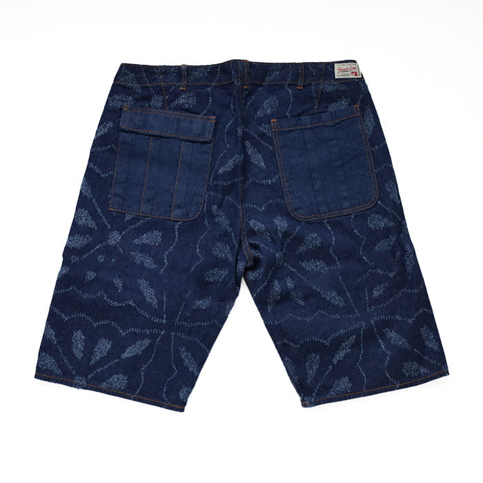 graphzero Gazet Baker Shorts Shuriken Pattern 10oz Denim Warakut Embroidery Indigo One Wash [GZ-GT-0706SK] Okayama Kurashiki Kojima Jeans Brand