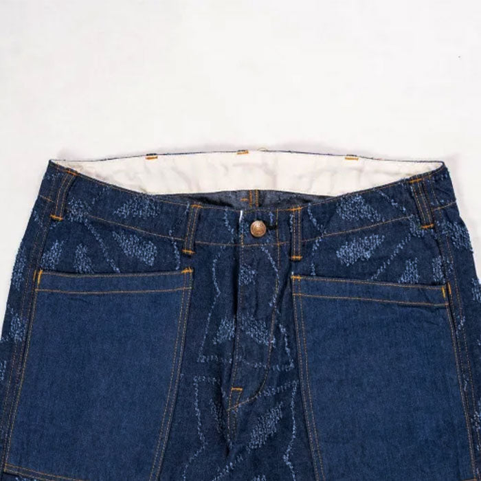 graphzero Gazet Baker Shorts Shuriken Pattern 10oz Denim Warakut Embroidery Indigo One Wash [GZ-GT-0706SK] Okayama Kurashiki Kojima Jeans Brand