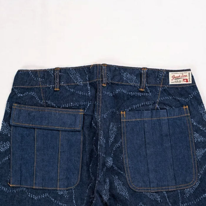 graphzero Gazet Baker Shorts Shuriken Pattern 10oz Denim Warakut Embroidery Indigo One Wash [GZ-GT-0706SK] Okayama Kurashiki Kojima Jeans Brand