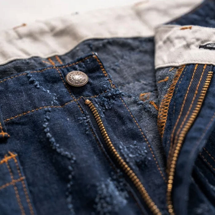 graphzero Gazet Baker Shorts Shuriken Pattern 10oz Denim Warakut Embroidery Indigo One Wash [GZ-GT-0706SK] Okayama Kurashiki Kojima Jeans Brand