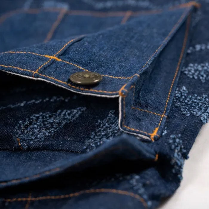 graphzero Gazet Baker Shorts Shuriken Pattern 10oz Denim Warakut Embroidery Indigo One Wash [GZ-GT-0706SK] Okayama Kurashiki Kojima Jeans Brand