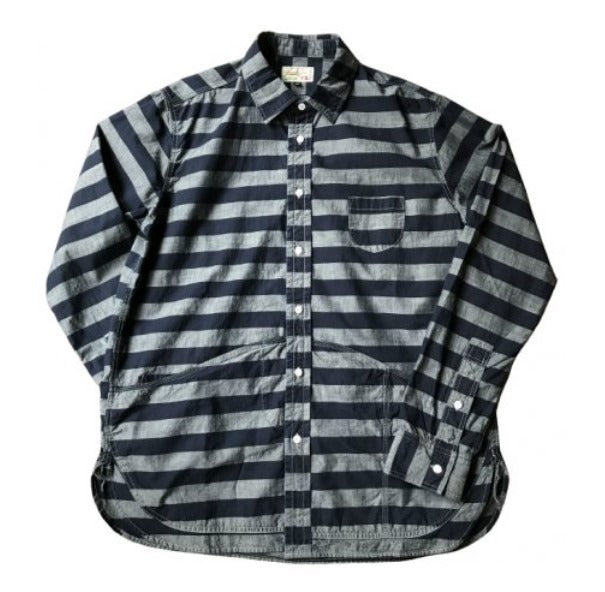 graphzero (Graphzero) Hem Pocket Long Sleeve Shirt Selvedge Border Gray [GZ-HMPKL-0111-GYBD]
