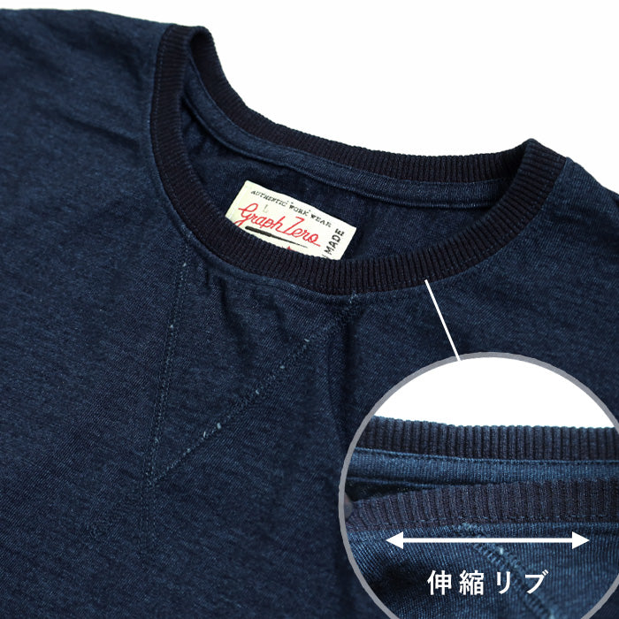 graphzero Crew Neck T-Shirt Indigo Short Sleeve Men's Women's [GZ-IDTC-25] Okayama Kurashiki Kojima Jeans Denim Brand 