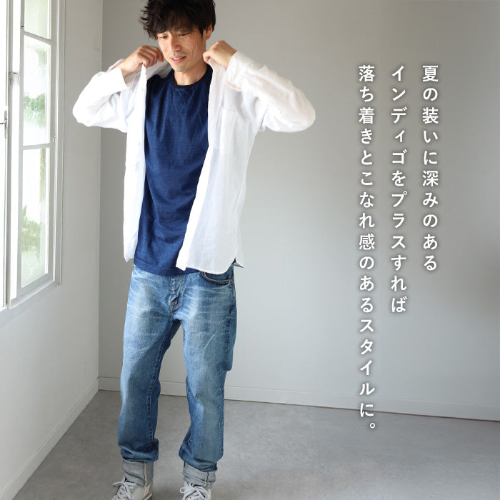 graphzero Crew Neck T-Shirt Indigo Short Sleeve Men's Women's [GZ-IDTC-25] Okayama Kurashiki Kojima Jeans Denim Brand 