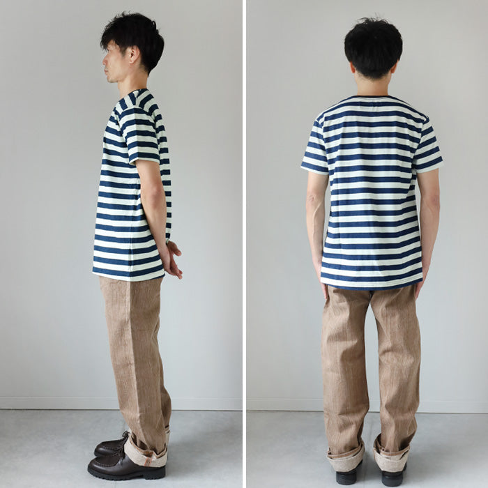 【3色】graphzero（グラフゼロ）インディゴボーダー クルーネックTシャツ 半袖 メンズ レディース [GZ-IDTC-25-BD] 岡山 倉敷 児島 ジーンズ デニム ブランド