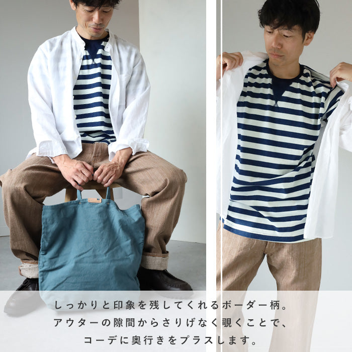 【3色】graphzero（グラフゼロ）インディゴボーダー クルーネックTシャツ 半袖 メンズ レディース [GZ-IDTC-25-BD] 岡山 倉敷 児島 ジーンズ デニム ブランド