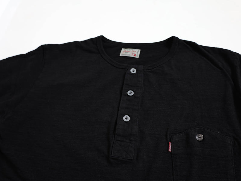 graphzero (Graphzero) Henley Neck Short Sleeve T-Shirt Black, Rope-Dyed, Sulfur-Dyed, Men's and Women's [GZ-IDTH-26-BK] Okayama Kurashiki Kojima Jeans Denim Brand