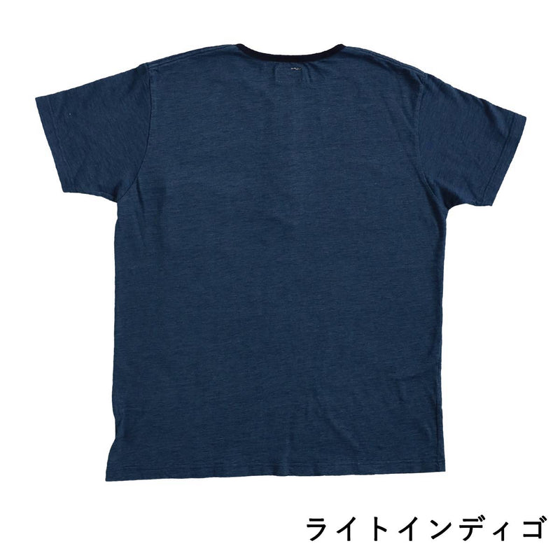 【2 Colors】graphzero Henley Neck Short Sleeve T-Shirt Indigo Rope Dyed for Men and Women [GZ-IDTH-26] Okayama Kurashiki Kojima Jeans Denim Brand