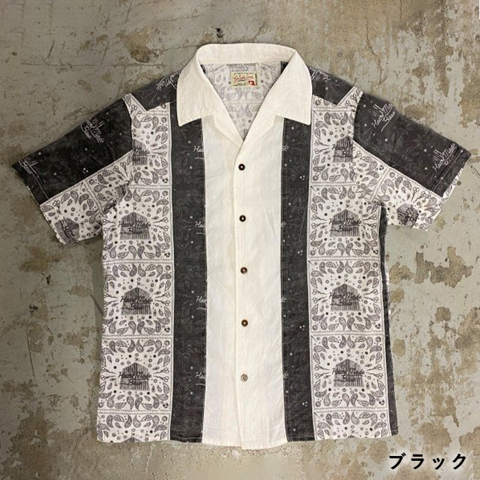 [3 colors] graphzero Italian collar short-sleeved shirt bandana pattern black navy red men's ladies' unisex [GZ-ITLS-0605]