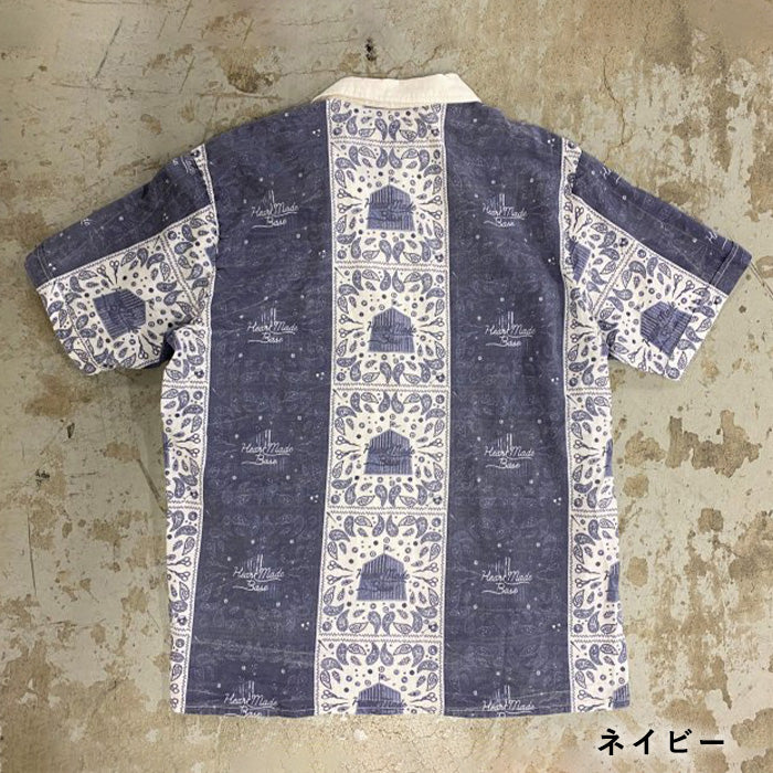 [3 colors] graphzero Italian collar short-sleeved shirt bandana pattern black navy red men's ladies' unisex [GZ-ITLS-0605]