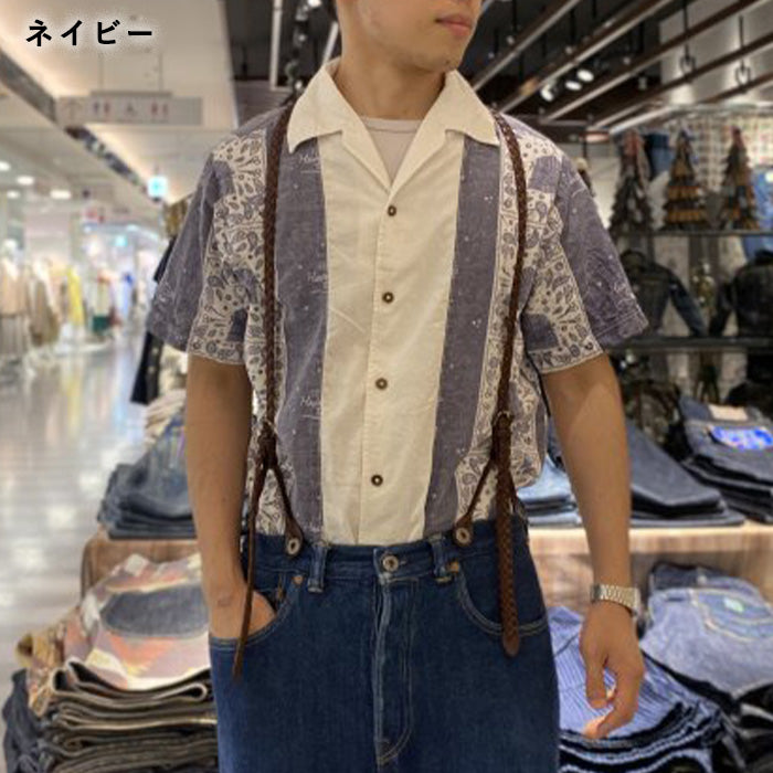 [3 colors] graphzero Italian collar short-sleeved shirt bandana pattern black navy red men's ladies' unisex [GZ-ITLS-0605]