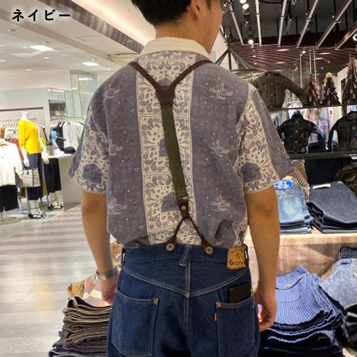 [3 colors] graphzero Italian collar short-sleeved shirt bandana pattern black navy red men's ladies' unisex [GZ-ITLS-0605]