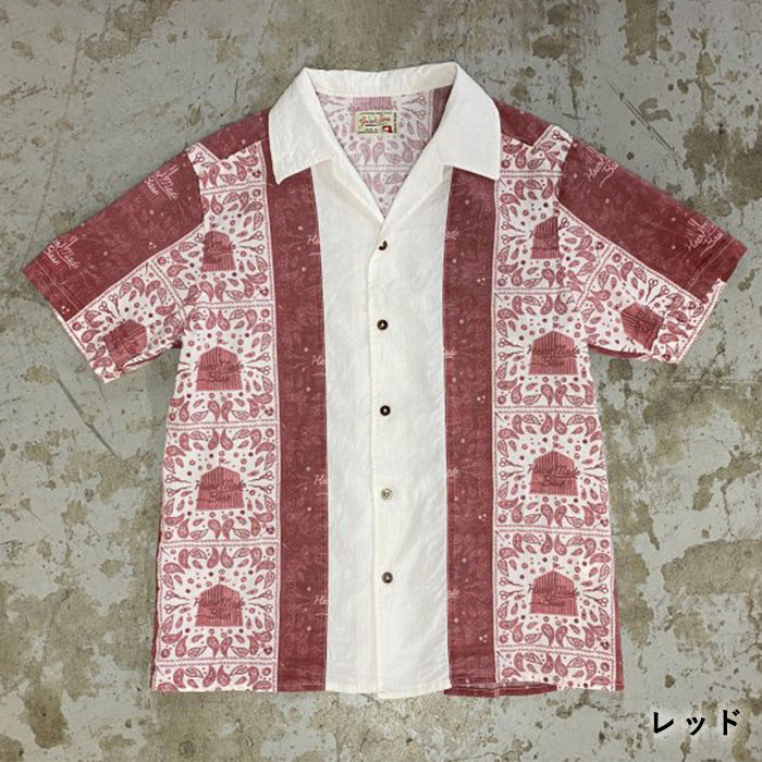 [3 colors] graphzero Italian collar short-sleeved shirt bandana pattern black navy red men's ladies' unisex [GZ-ITLS-0605]