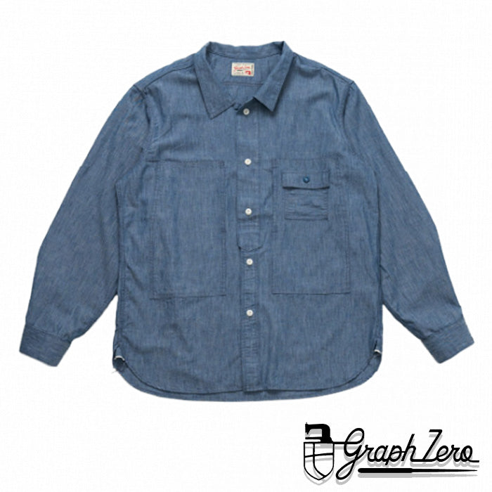 graphzero Jail Pocket Long Sleeve Shirt M44 Chambray [GZ-JLPLS-CM] Okayama Kurashiki Kojima Jeans Denim Brand