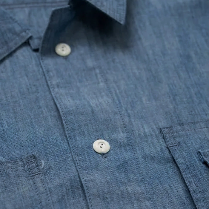 graphzero Jail Pocket Long Sleeve Shirt M44 Chambray [GZ-JLPLS-CM] Okayama Kurashiki Kojima Jeans Denim Brand