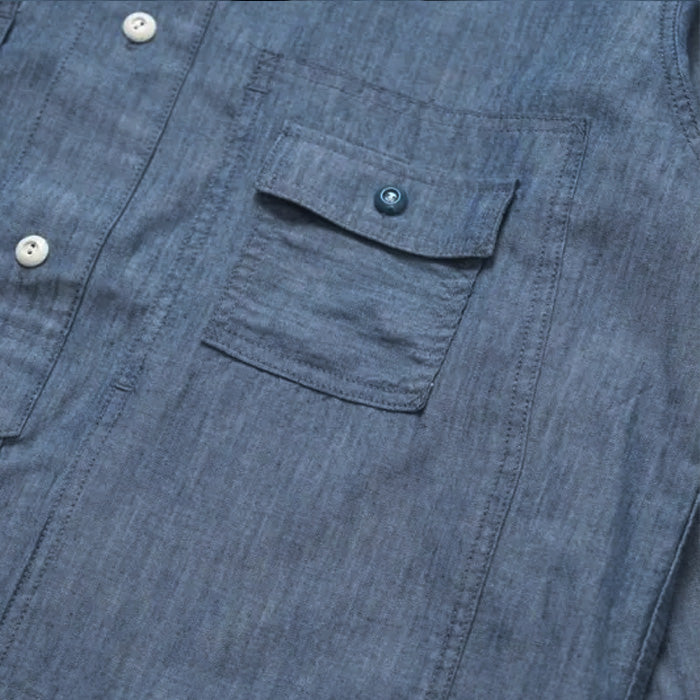 graphzero Jail Pocket Long Sleeve Shirt M44 Chambray [GZ-JLPLS-CM] Okayama Kurashiki Kojima Jeans Denim Brand
