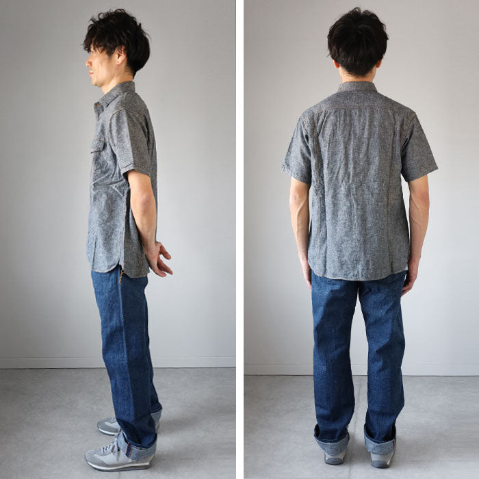 graphzero Denim jacket work shirt short sleeve 3rd type indigo men's women's [GZ-JW3RDSS-0606]