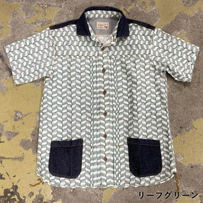 2色】graphzero (グラフゼロ) ジージャン シャツ 半袖シャツ リーフ
