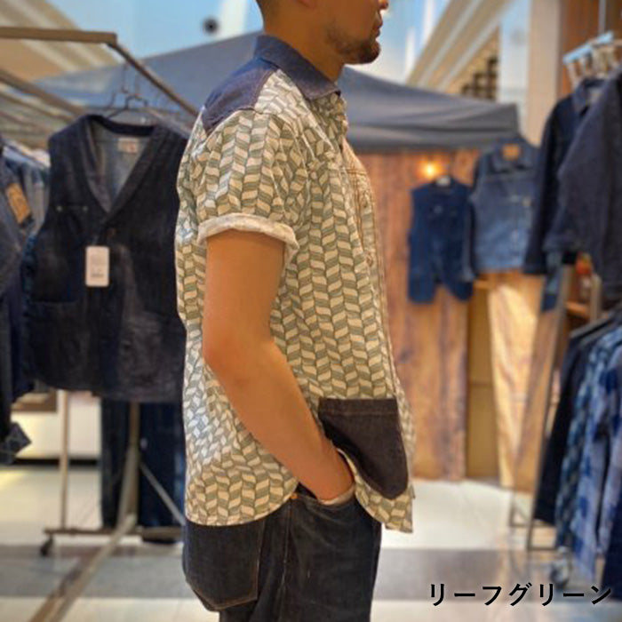 [3 colors] graphzero Italian collar short-sleeved shirt bandana pattern black navy red men's ladies' unisex [GZ-ITLS-0605]