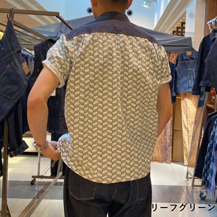 [3 colors] graphzero Italian collar short-sleeved shirt bandana pattern black navy red men's ladies' unisex [GZ-ITLS-0605]