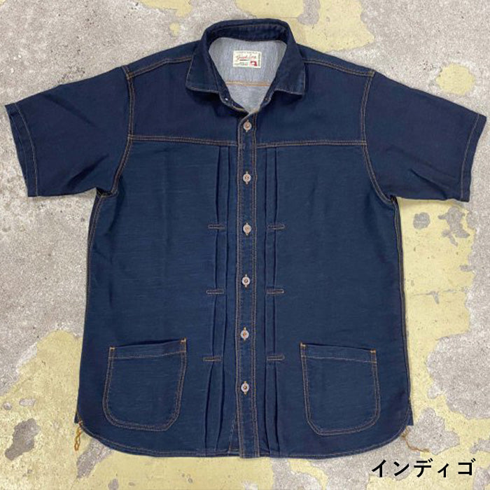 [3 colors] graphzero Italian collar short-sleeved shirt bandana pattern black navy red men's ladies' unisex [GZ-ITLS-0605]