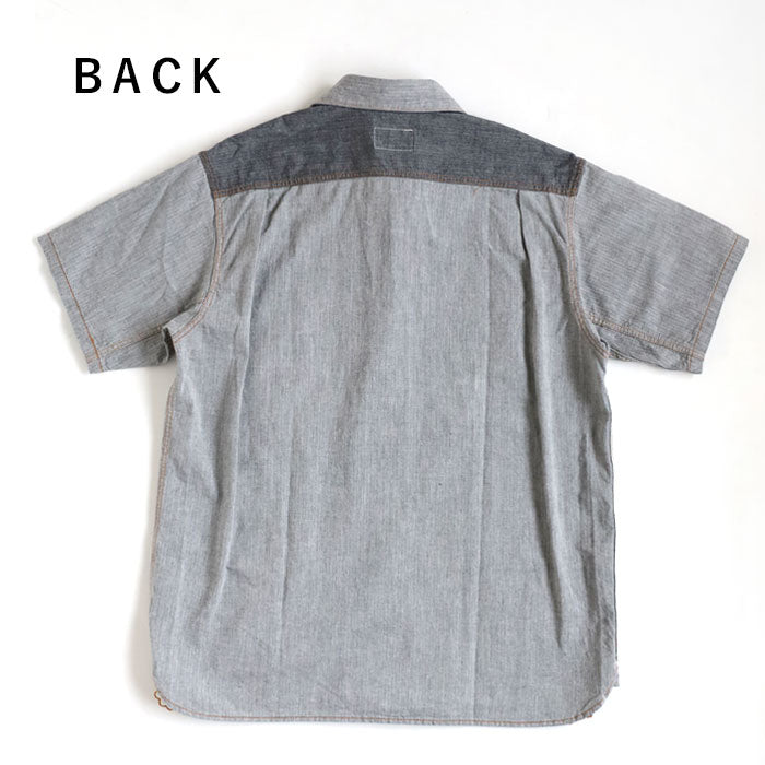 graphzero Denim jacket work shirt short sleeve black herringbone men's women's unisex [GZ-JWSS-0605-BKHB] Okayama Kurashiki Kojima jeans denim brand 