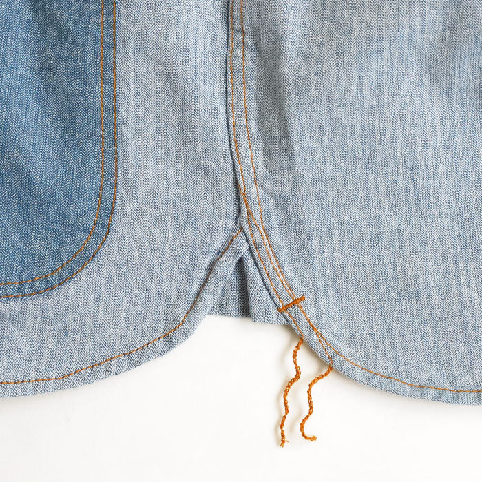 graphzero Denim jacket work shirt short sleeve indigo herringbone men's women's unisex [GZ-JWSS-0605-IDHB] Okayama Kurashiki Kojima jeans denim brand