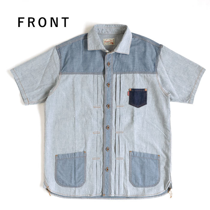 graphzero Denim jacket work shirt short sleeve indigo herringbone men's women's unisex [GZ-JWSS-0605-IDHB] Okayama Kurashiki Kojima jeans denim brand