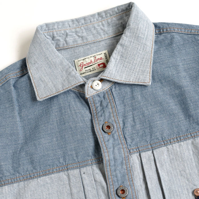 graphzero Denim jacket work shirt short sleeve indigo herringbone men's women's unisex [GZ-JWSS-0605-IDHB] Okayama Kurashiki Kojima jeans denim brand
