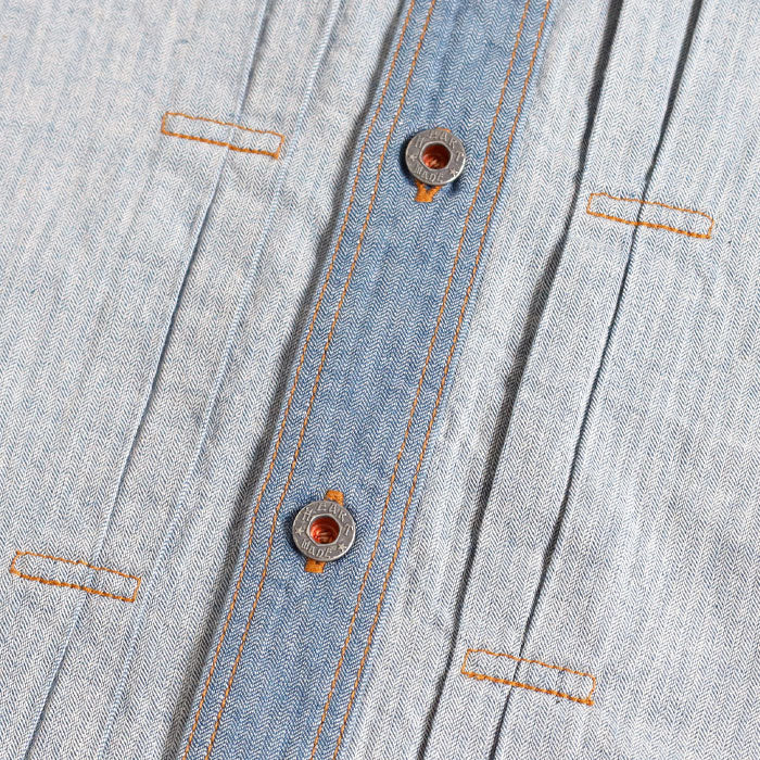 graphzero Denim jacket work shirt short sleeve indigo herringbone men's women's unisex [GZ-JWSS-0605-IDHB] Okayama Kurashiki Kojima jeans denim brand