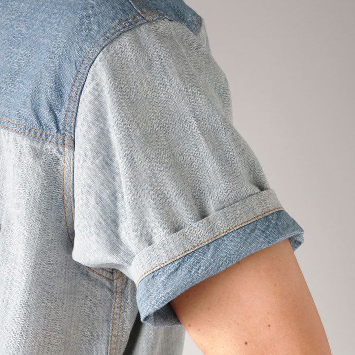 graphzero Denim jacket work shirt short sleeve indigo herringbone men's women's unisex [GZ-JWSS-0605-IDHB] Okayama Kurashiki Kojima jeans denim brand