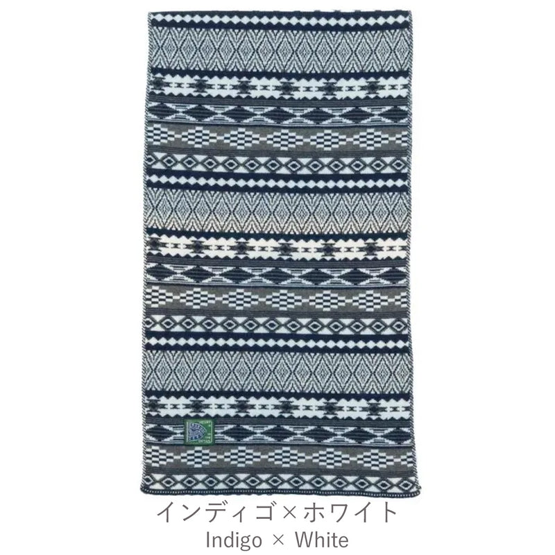 【3 Colors】graphzero Ortega Scarf 100% Cotton Knit Jacquard for Men and Women [GZ-KMID-OG] Okayama Kurashiki Kojima Jeans Denim Brand