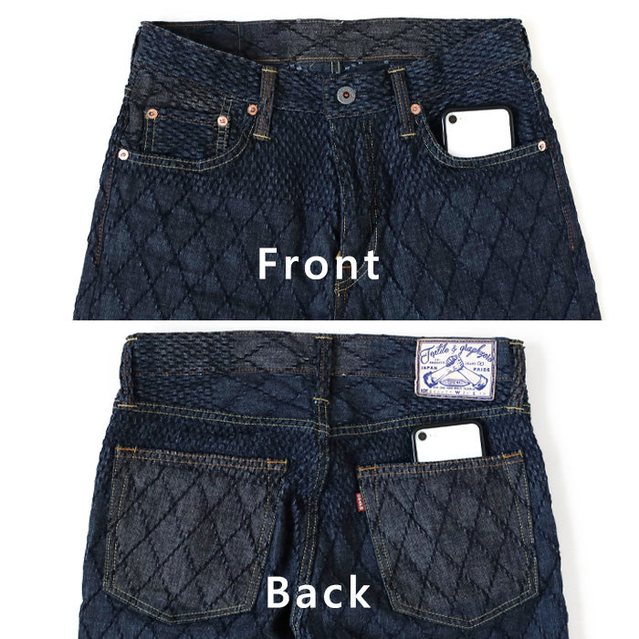 graphzero(グラフゼロ) 剣道デニム ストレートジーンズ ブルー×ホワイト 11オンス メンズ ワンウォッシュ [GZ-KNST-0312-BLWH] 岡山 倉敷 児島 ジーンズ ブランド 和柄 和風